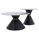 Măsuţe de cafea, set de 2 bucăţi, marmură/negru/auriu, metal, MABUZ NEW Kondela