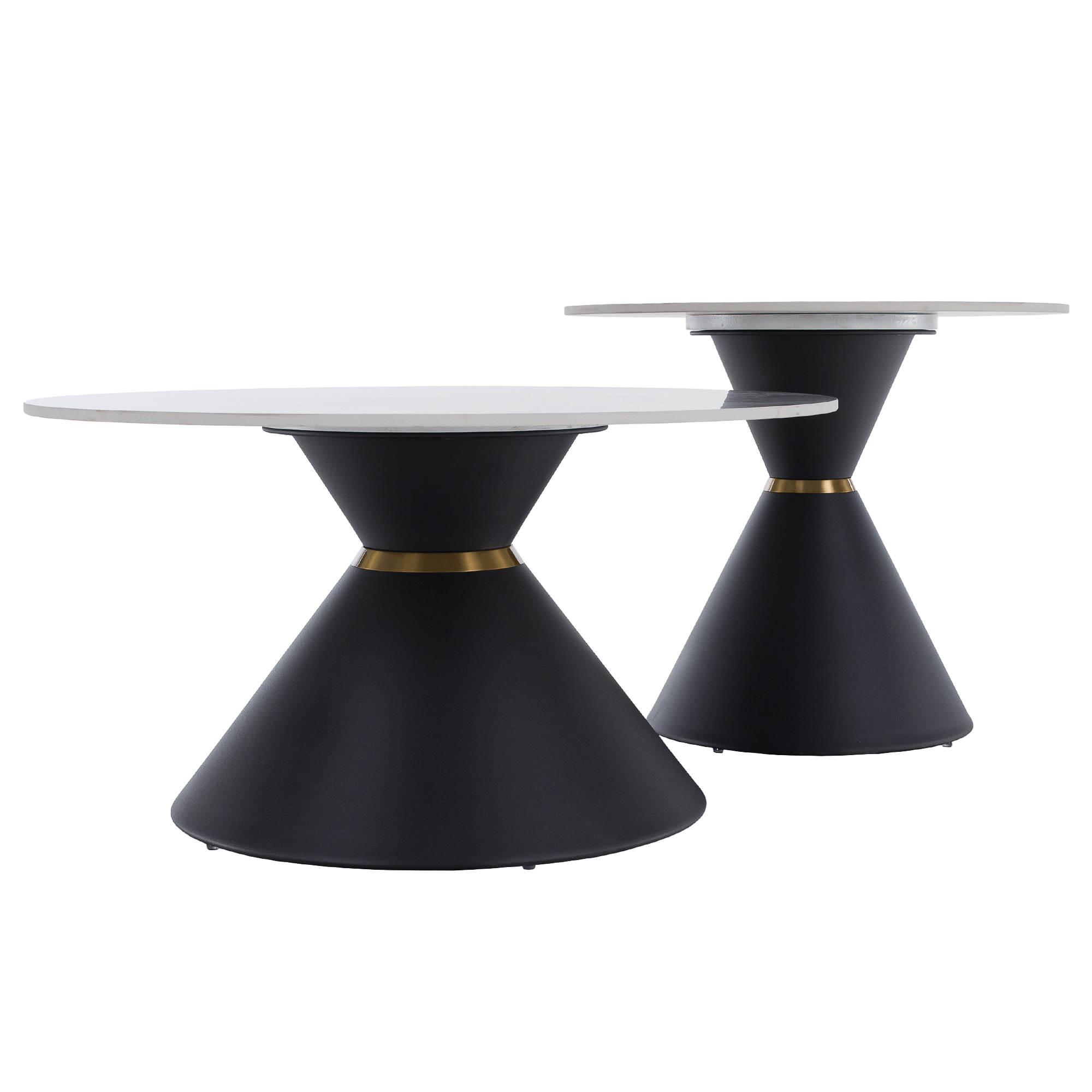 Măsuțe de cafea FANO, set de 2 bucăți, marmură/negru/auriu, metal Kondela