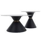 Măsuţe de cafea, set de 2 bucăţi, marmură/negru/auriu, metal, MABUZ NEW Kondela