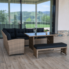 Set de grădină din ratan, maro deschis / negru, MADUL Kondela