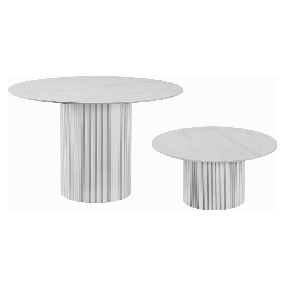 Măsuţă de cafea, marmură albă/MDF, diametru 80 cm, MAHIR TYP 1 Kondela