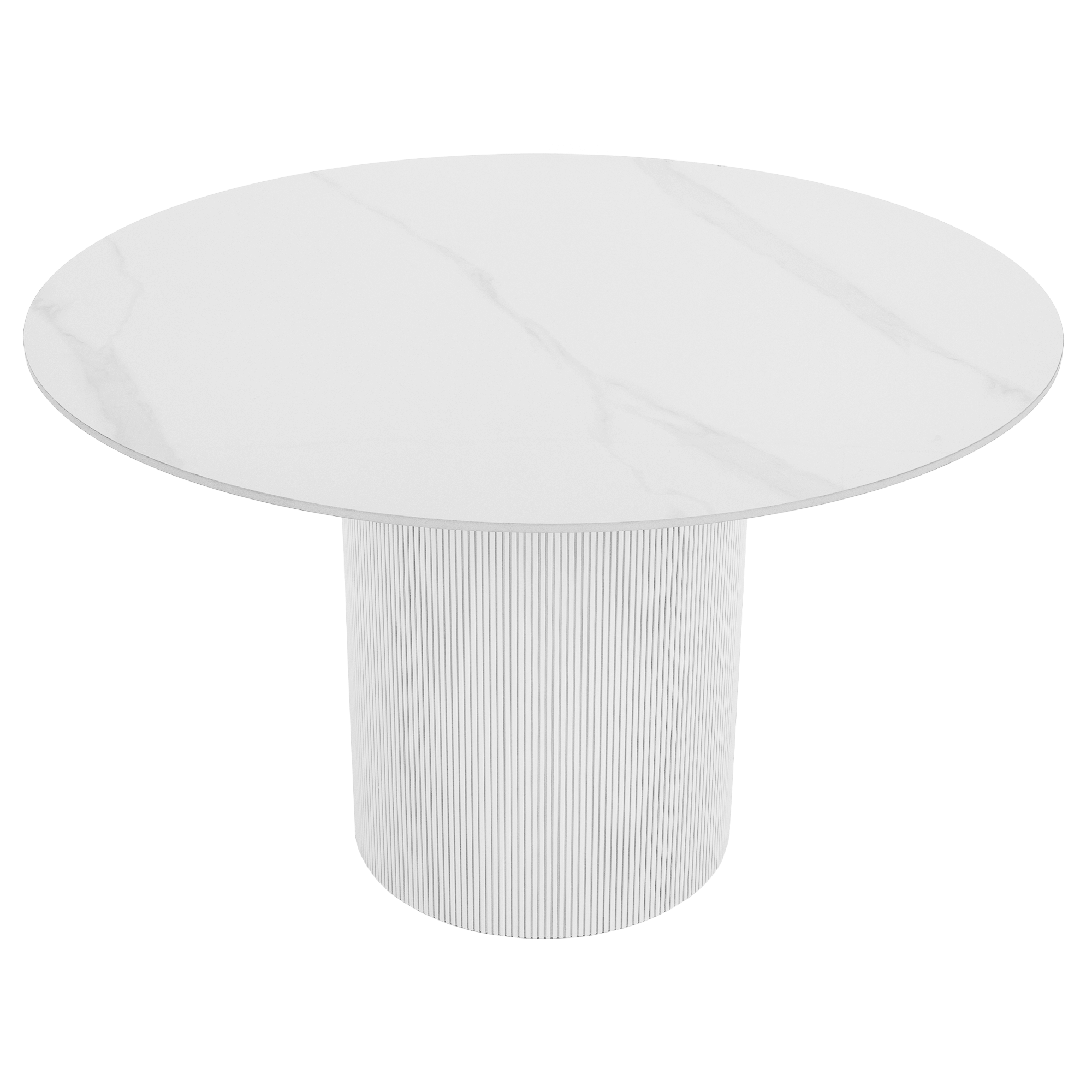 Masă de sufragerie MODICA TIP 1, marmură albă/MDF, diametru 120 cm Kondela