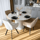 Masă de sufragerie MODICA TIP 1, marmură albă/MDF, diametru 120 cm Kondela