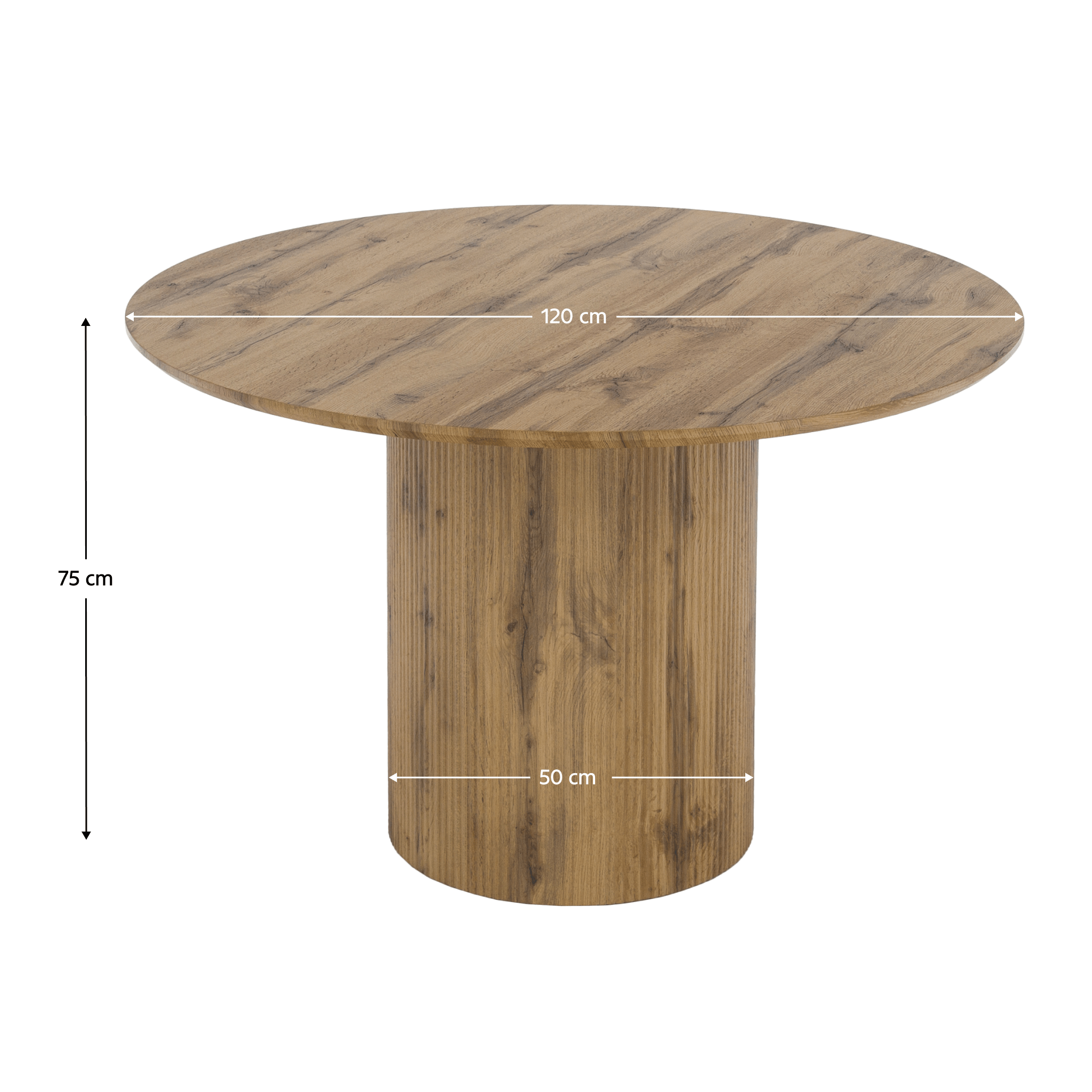 Masă de sufragerie MODICA TIP 2, stejar, diametru 120 cm Kondela