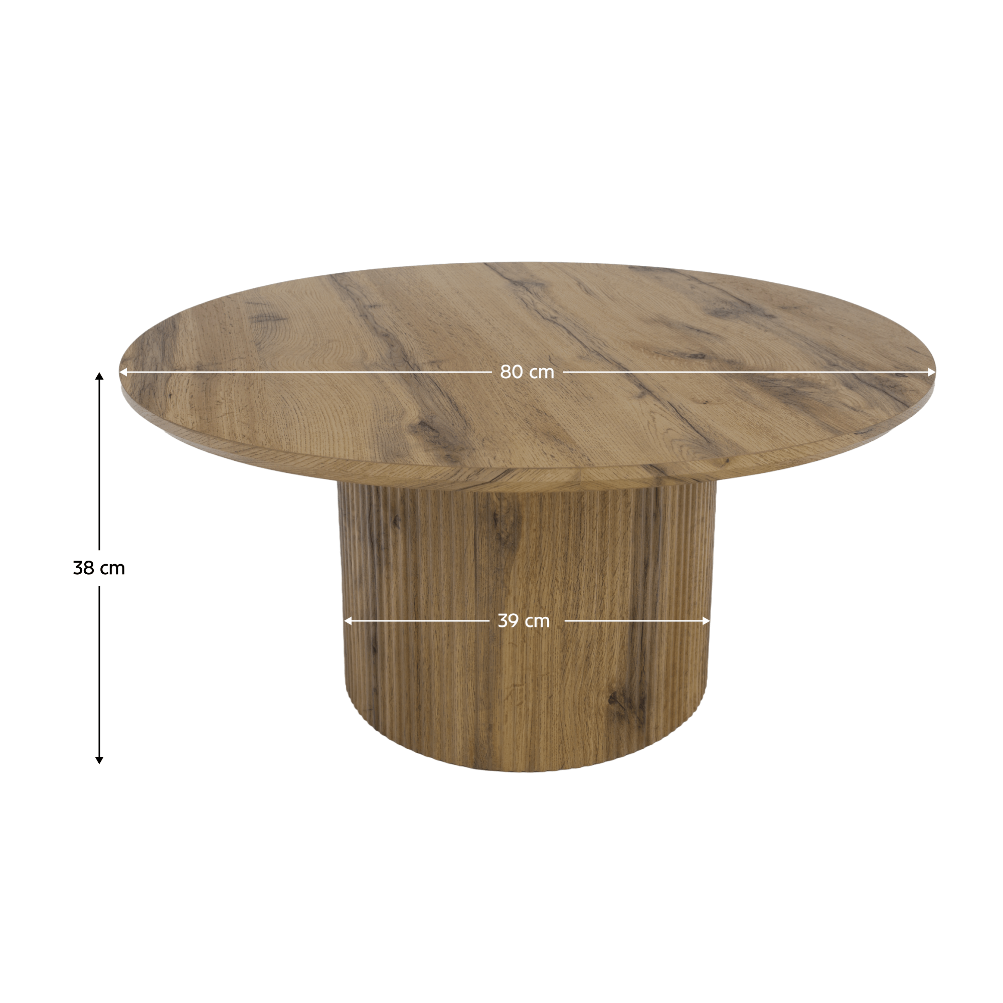Măsuță de cafea MODICA TIP 2, stejar, diametru 80 cm Kondela