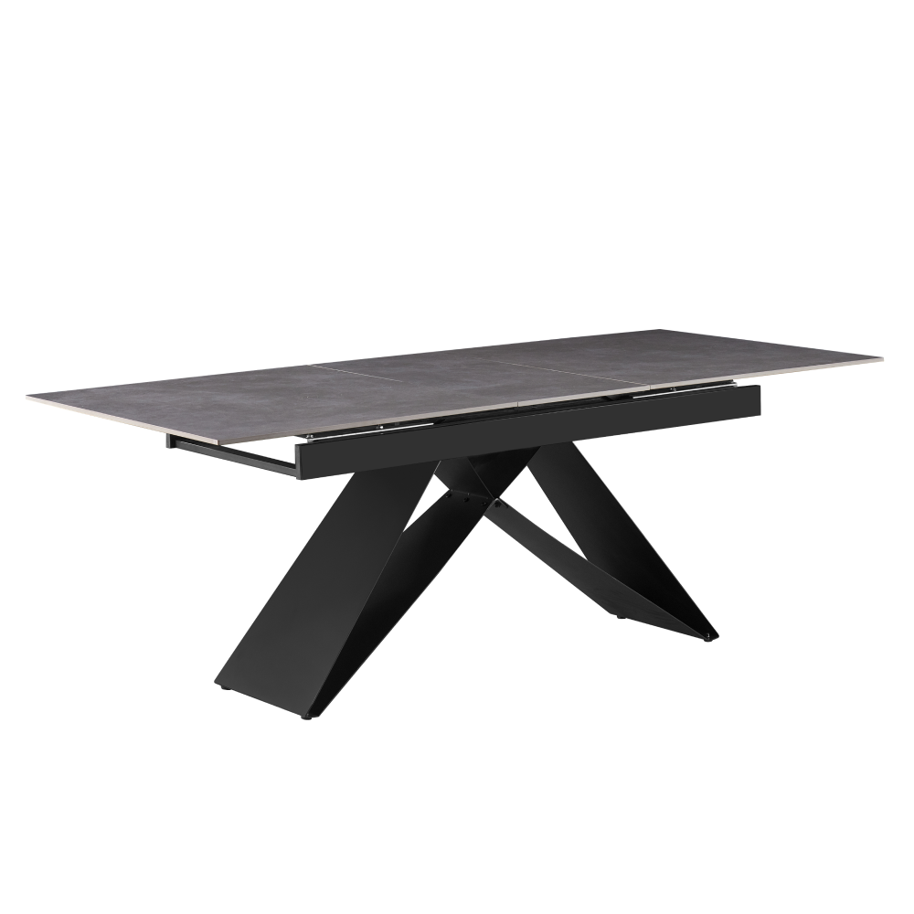 Masă dining extensibilă, beton/neagră, 160-200x90 cm, MAJED Kondela