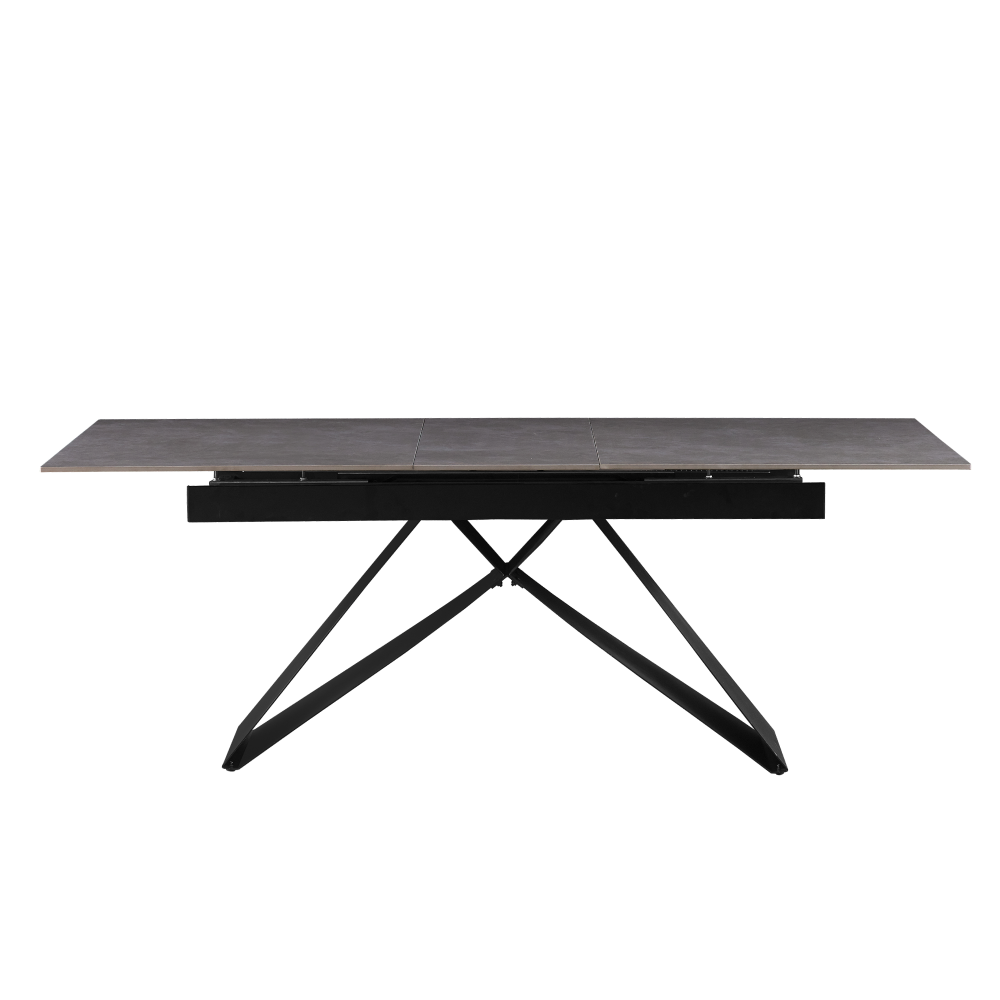 Masă dining extensibilă, beton/neagră, 160-200x90 cm, MAJED Kondela