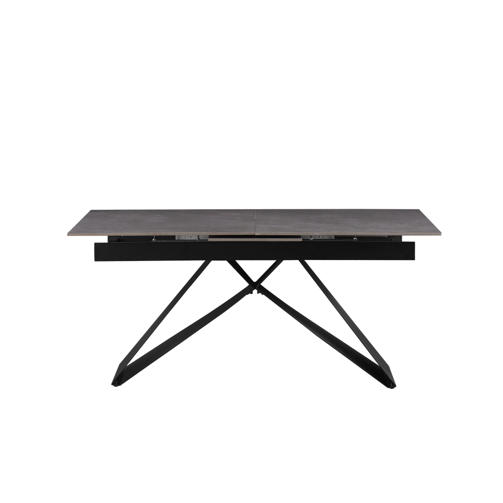 Masă dining extensibilă, beton/neagră, 160-200x90 cm, MAJED Kondela