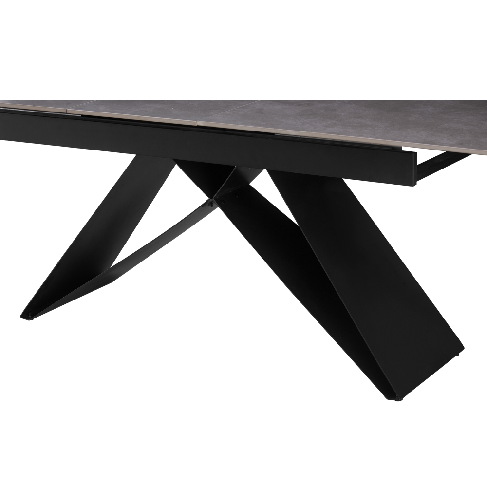 Masă dining extensibilă, beton/neagră, 160-200x90 cm, MAJED Kondela
