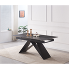 Masă dining extensibilă, beton/neagră, 160-200x90 cm, MAJED Kondela