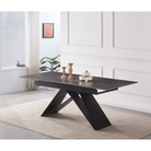 Masă dining extensibilă, beton/neagră, 160-200x90 cm, MAJED Kondela