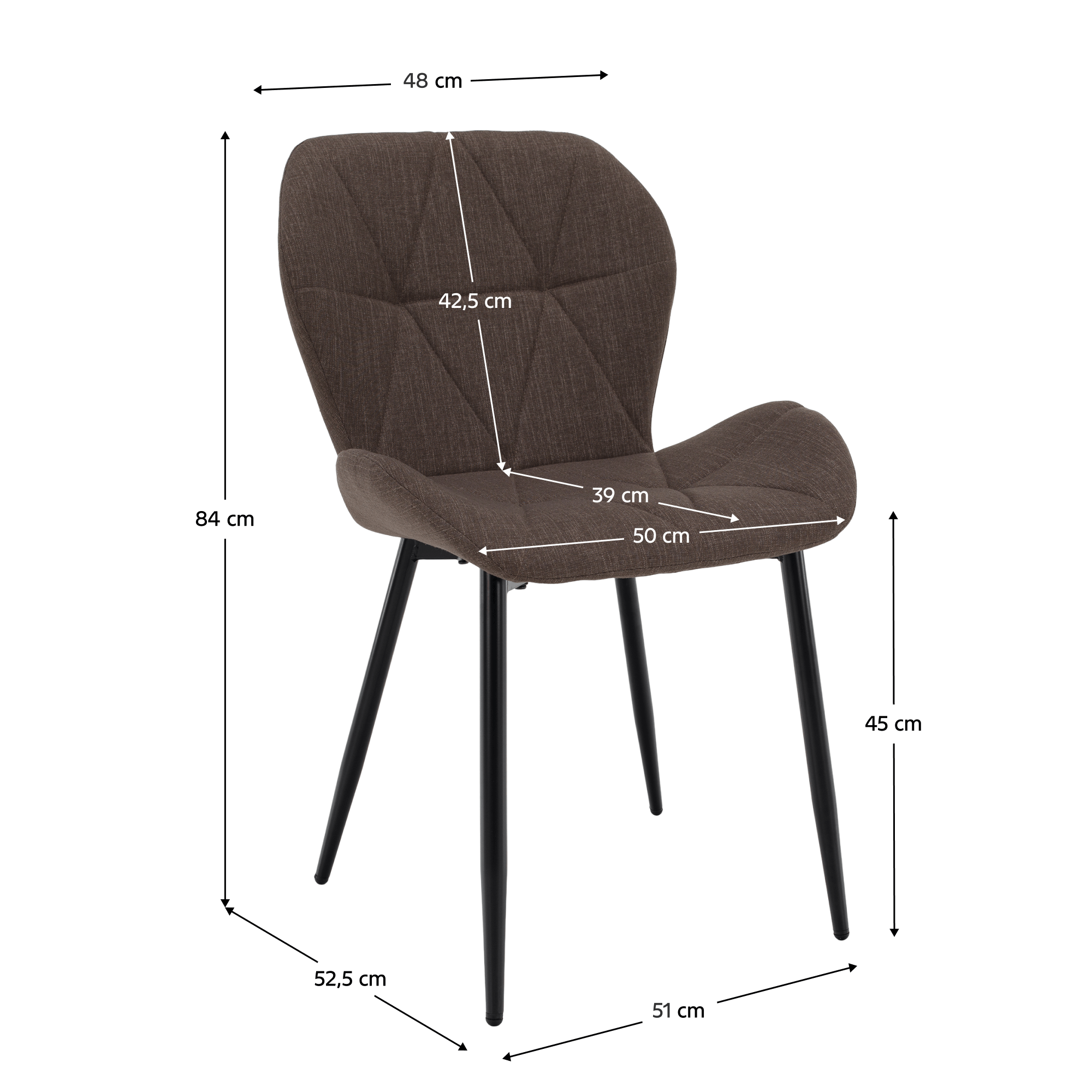 Scaun dining JACA TIP 2, maro/negru, 51x52.5x84 cm Kondela