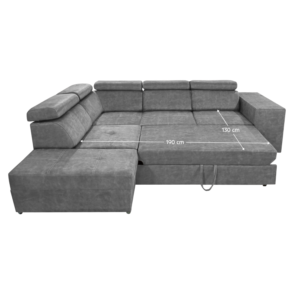Set canapea BLOIS, gri, pe stânga, 264x210x79 cm Kondela