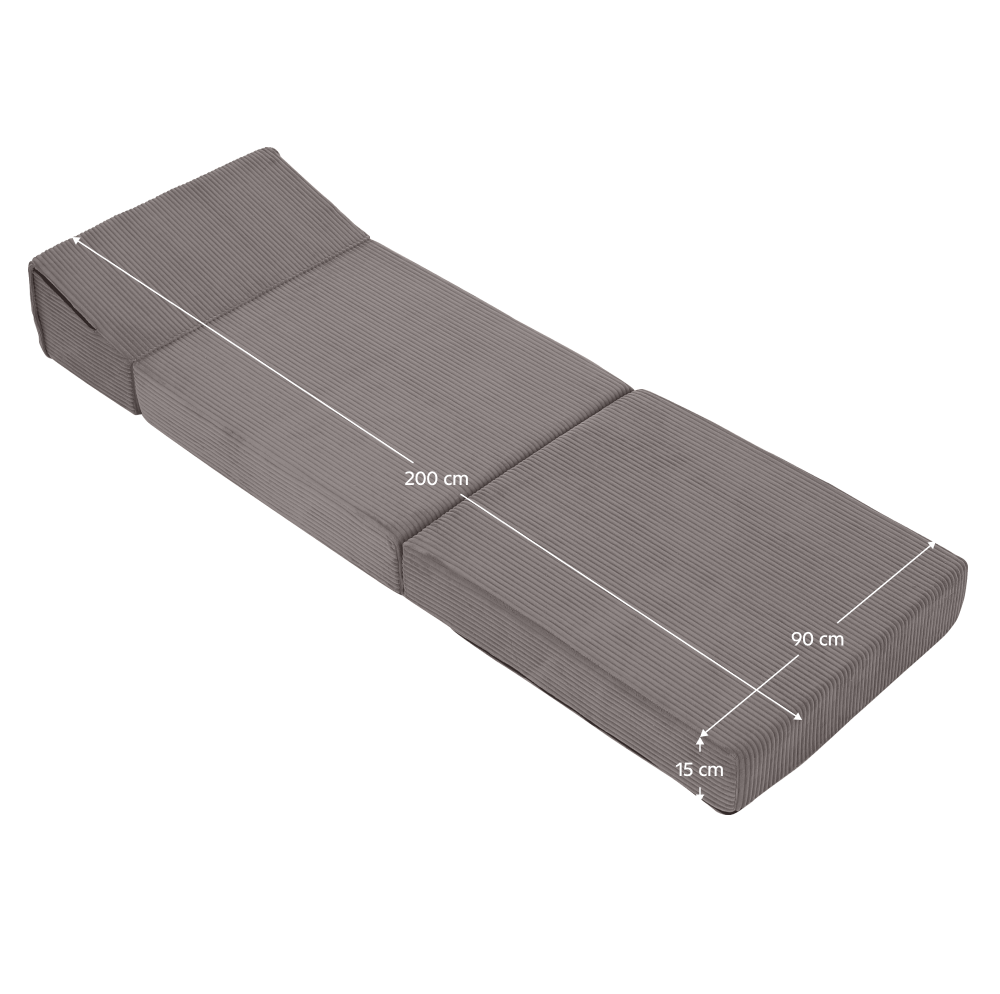Saltea pliabilă/fotoliu extensibil, 2în1, gri, MALEN Kondela