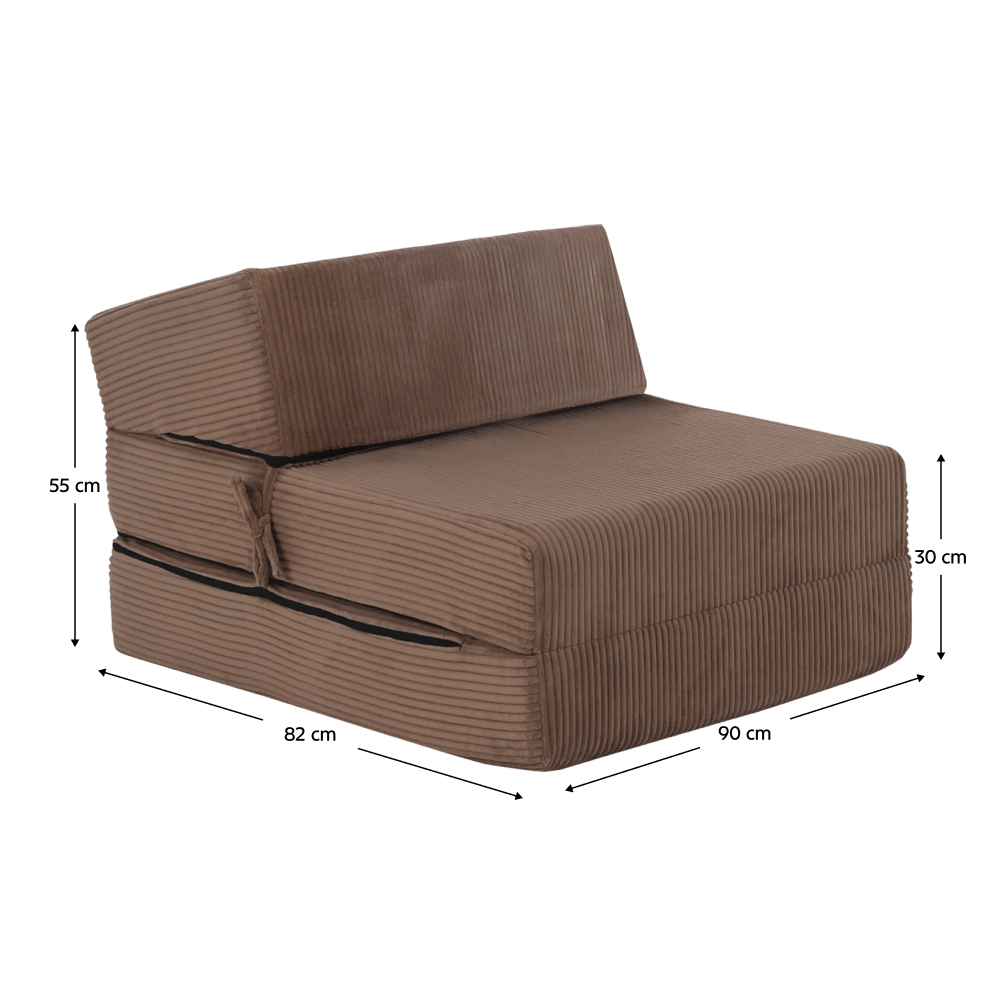 Saltea/fotoliu extensibil TERAMO, 2în1, gri deschis, 90x82x55 cm Kondela