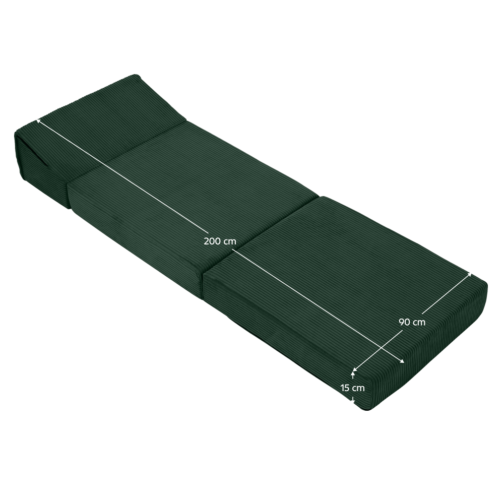 Saltea/fotoliu extensibil TERAMO, 2în1, verde, 90x82x55 cm Kondela