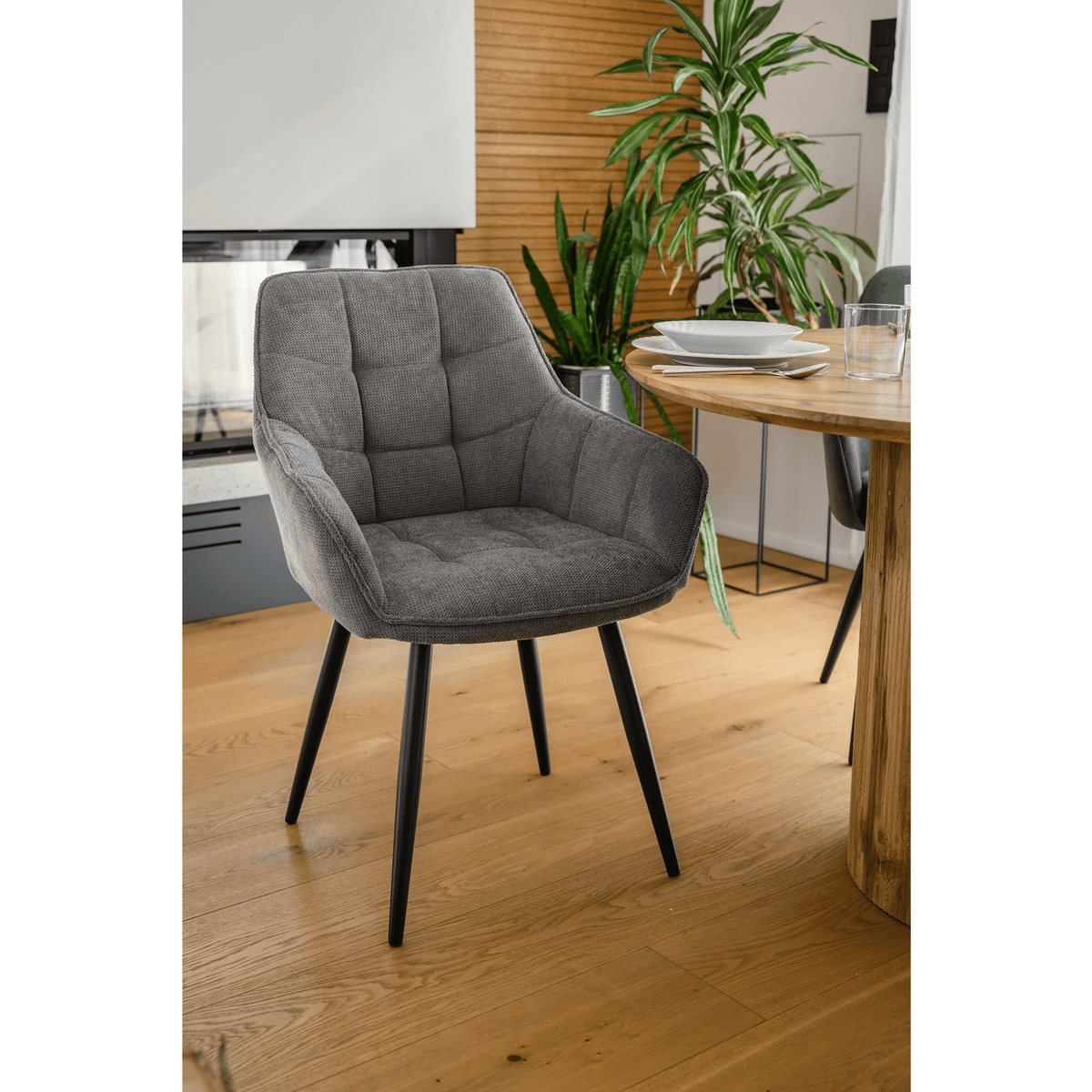 Scaun de design NOTO, gri/negru, 58.5x62x86 cm Kondela
