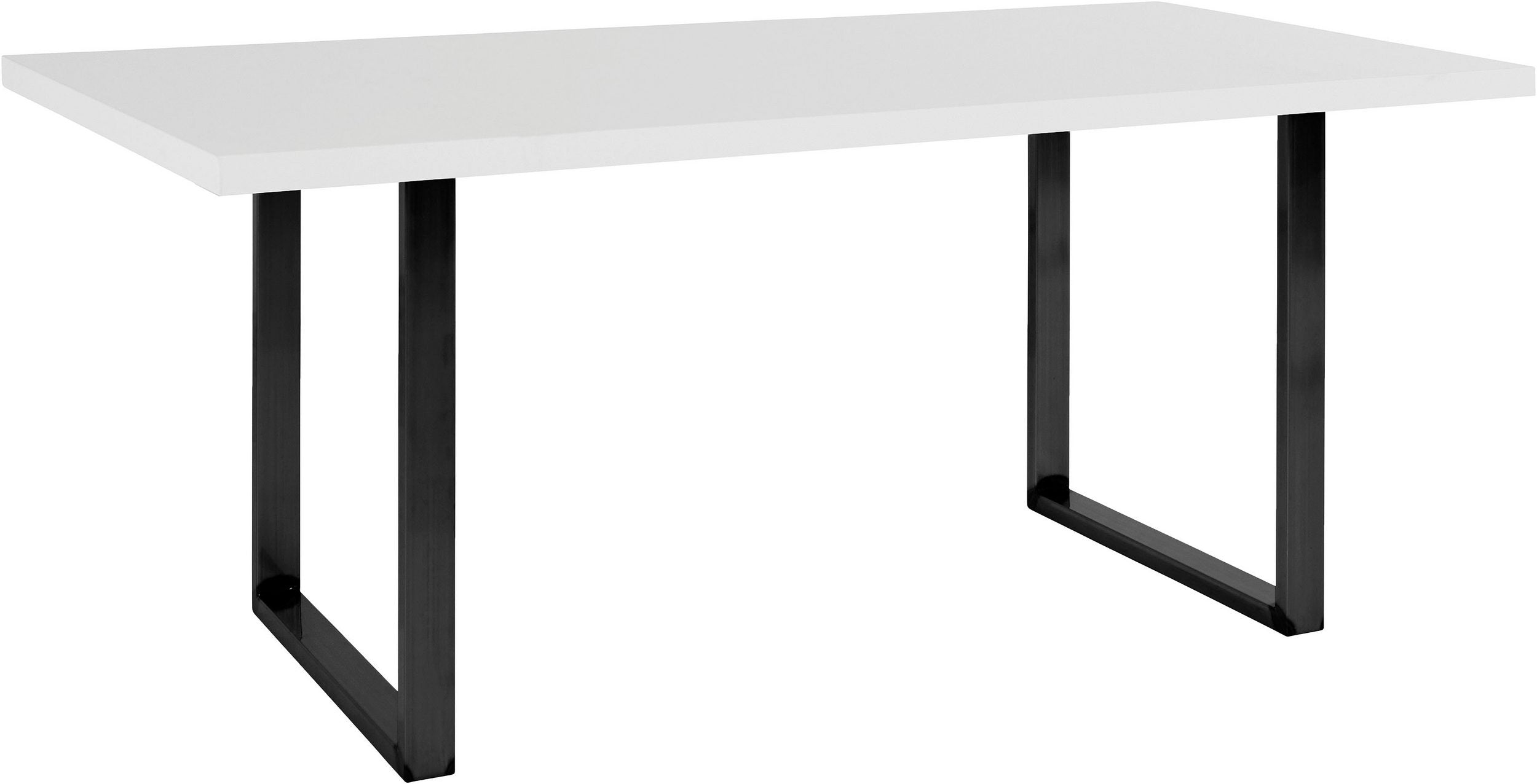 Masă Forte 160 cm, blat alb, picioare metalice negre Arboteca