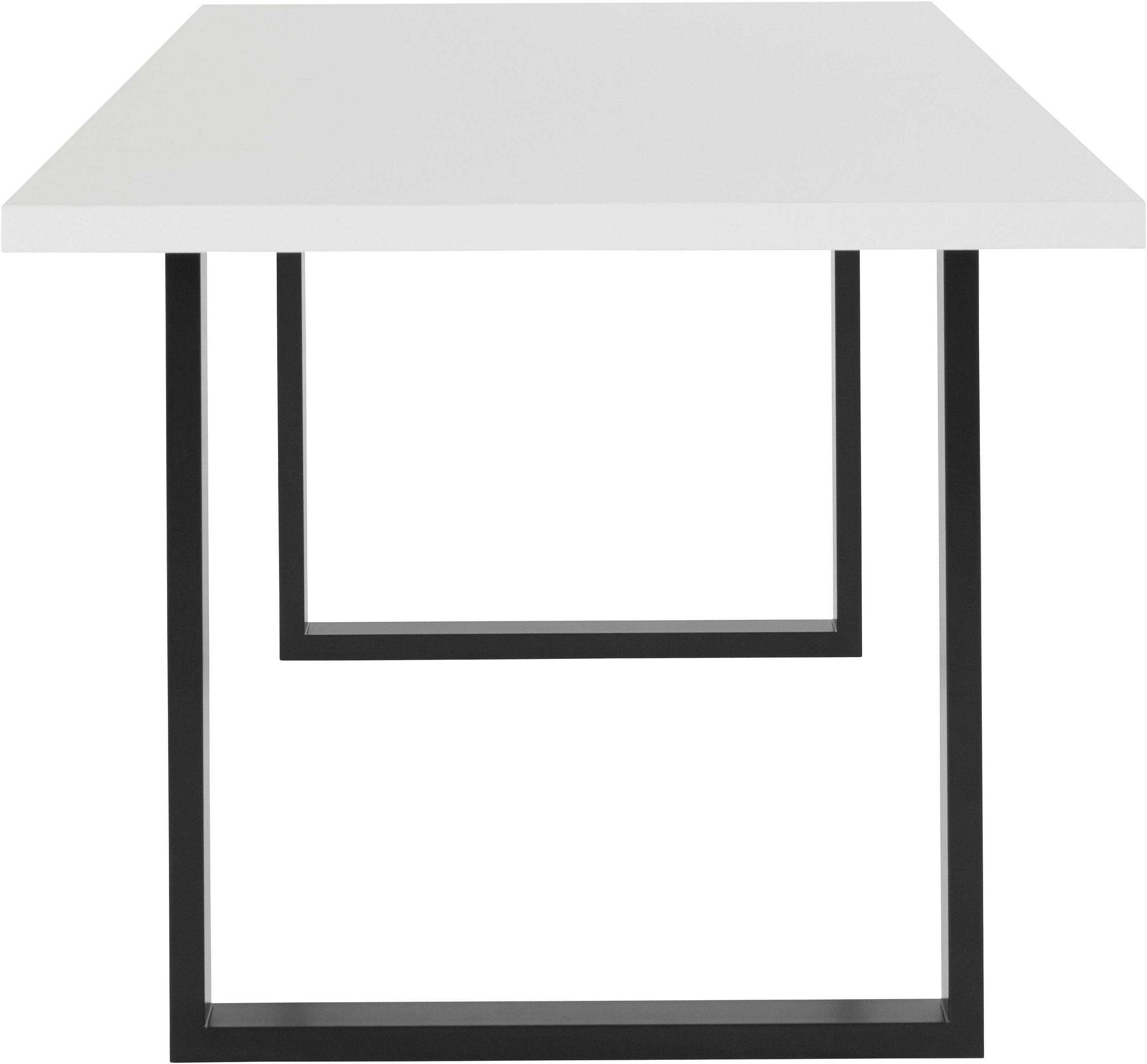 Masă Forte 160 cm, blat alb, picioare metalice negre Arboteca