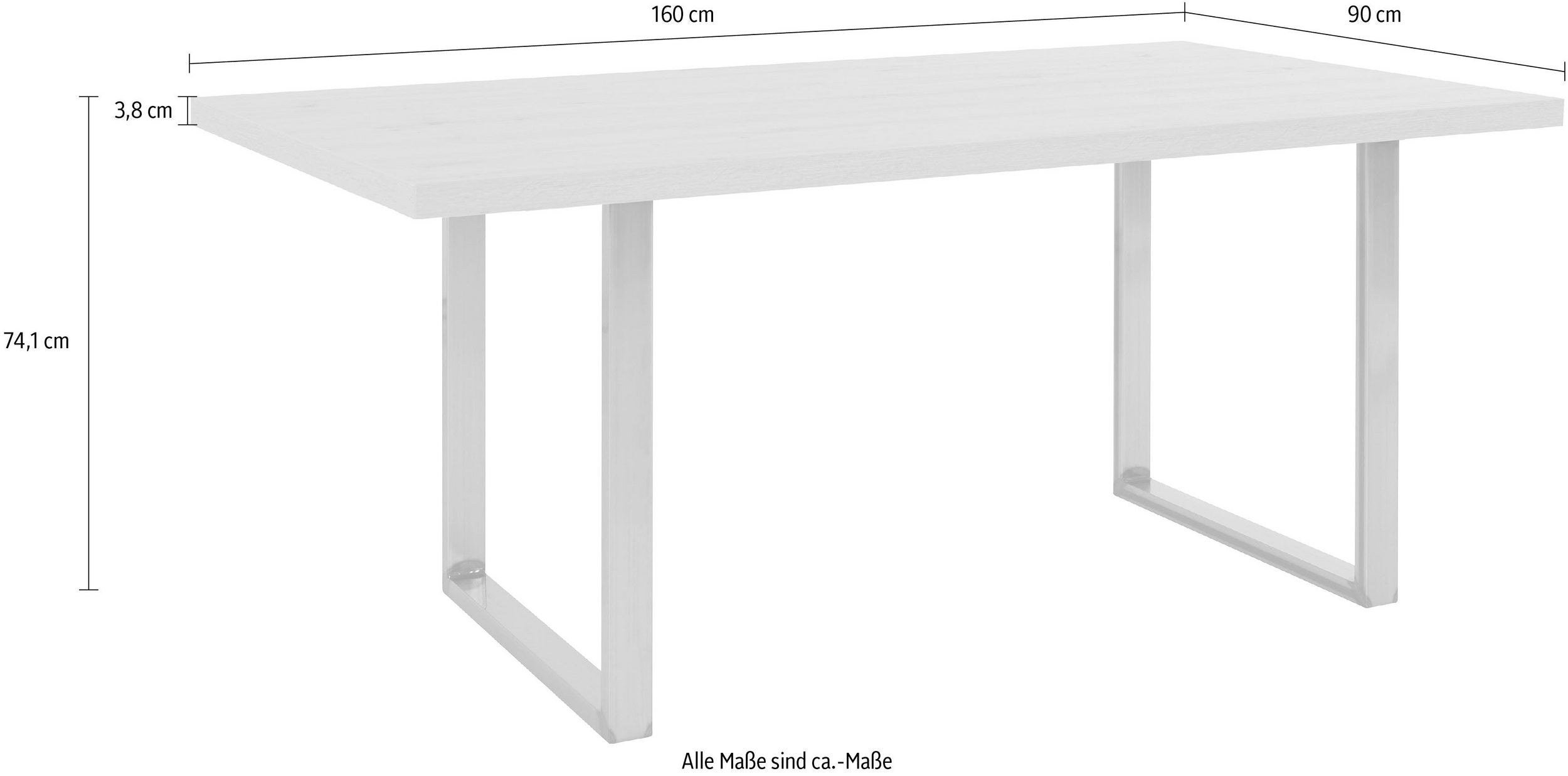 Masă Forte 160 cm, blat alb, picioare metalice negre Arboteca