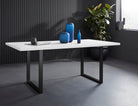 Masă Forte 160 cm, blat alb, picioare metalice negre Arboteca