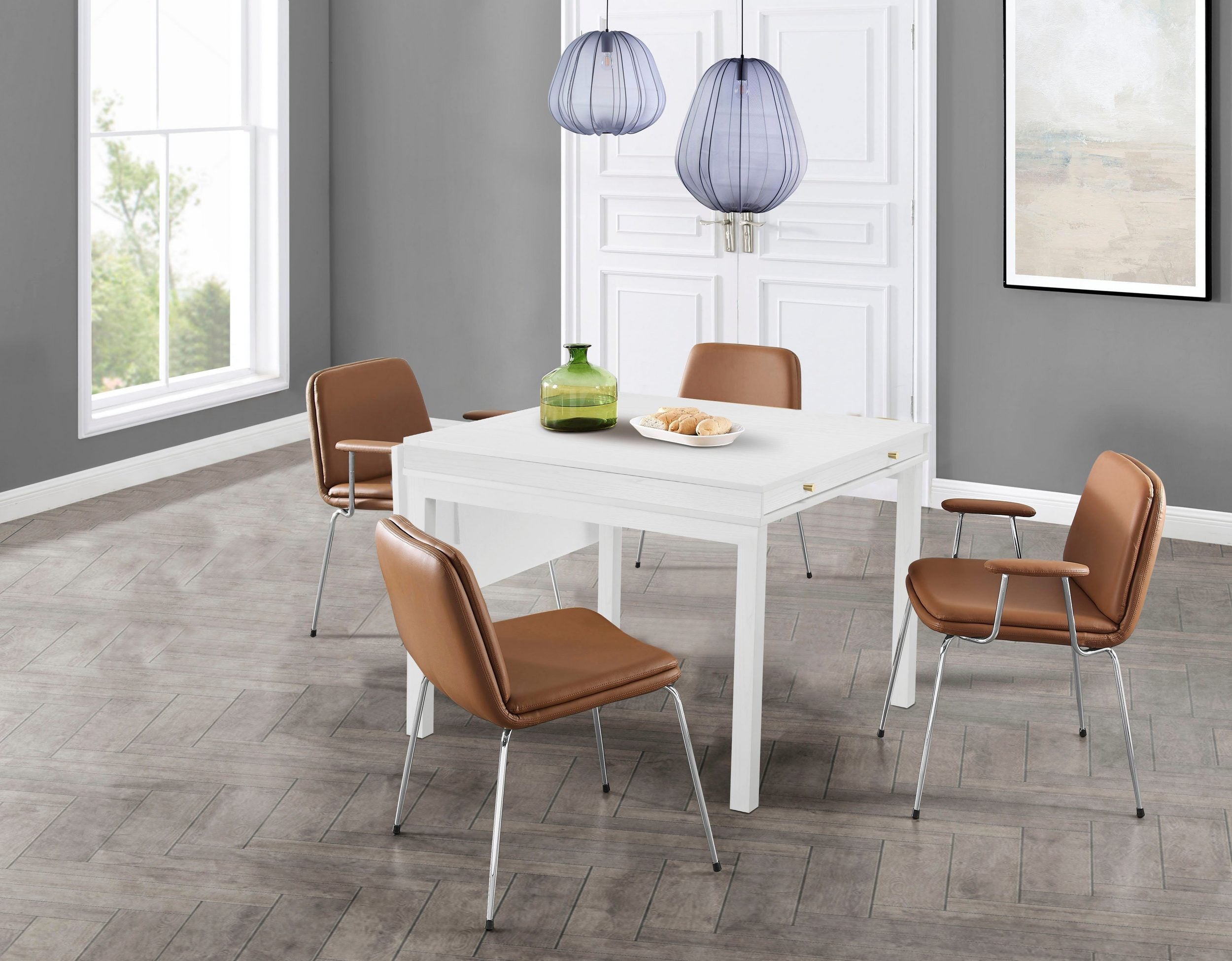 Masa extensibila Andas cu spatiu de depozitare, MDF, Alb, 104-145 cm latime Arboteca