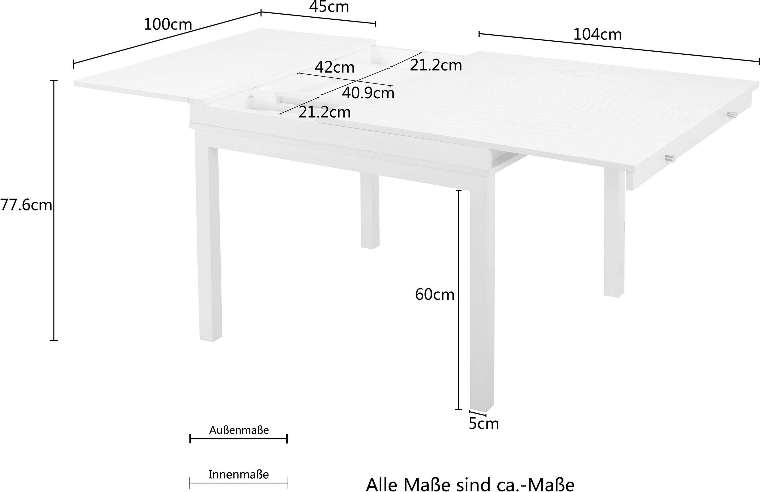 Masa extensibila Andas cu spatiu de depozitare, MDF, Alb, 104-145 cm latime Arboteca