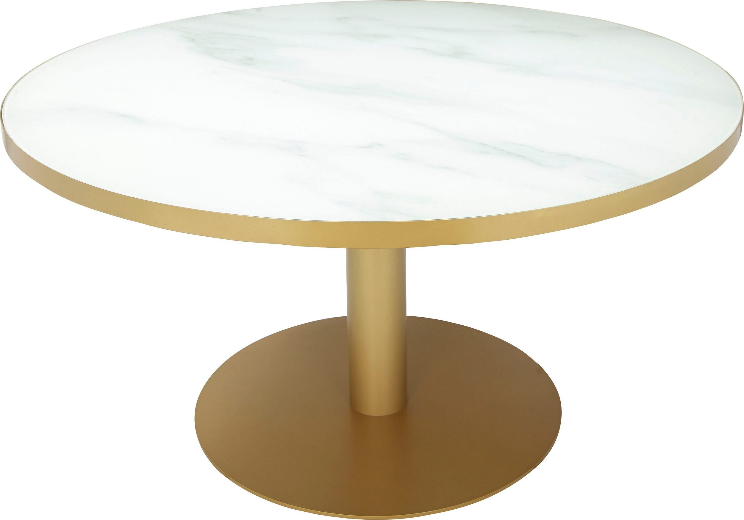 Masă rotundă Cardinet 140 cm, aspect marmură și auriu Arboteca