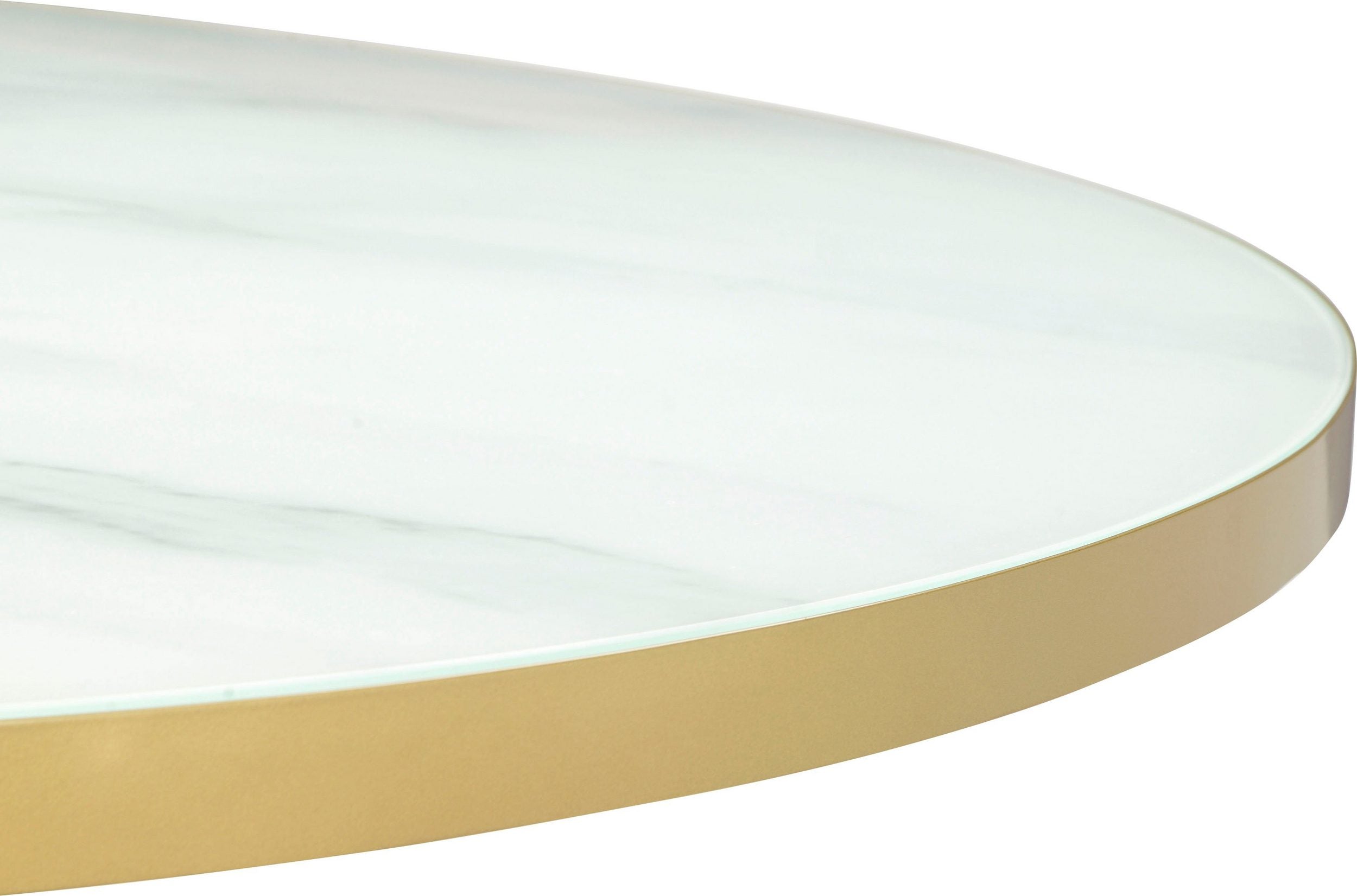 Masă rotundă Cardinet 140 cm, aspect marmură și auriu Arboteca