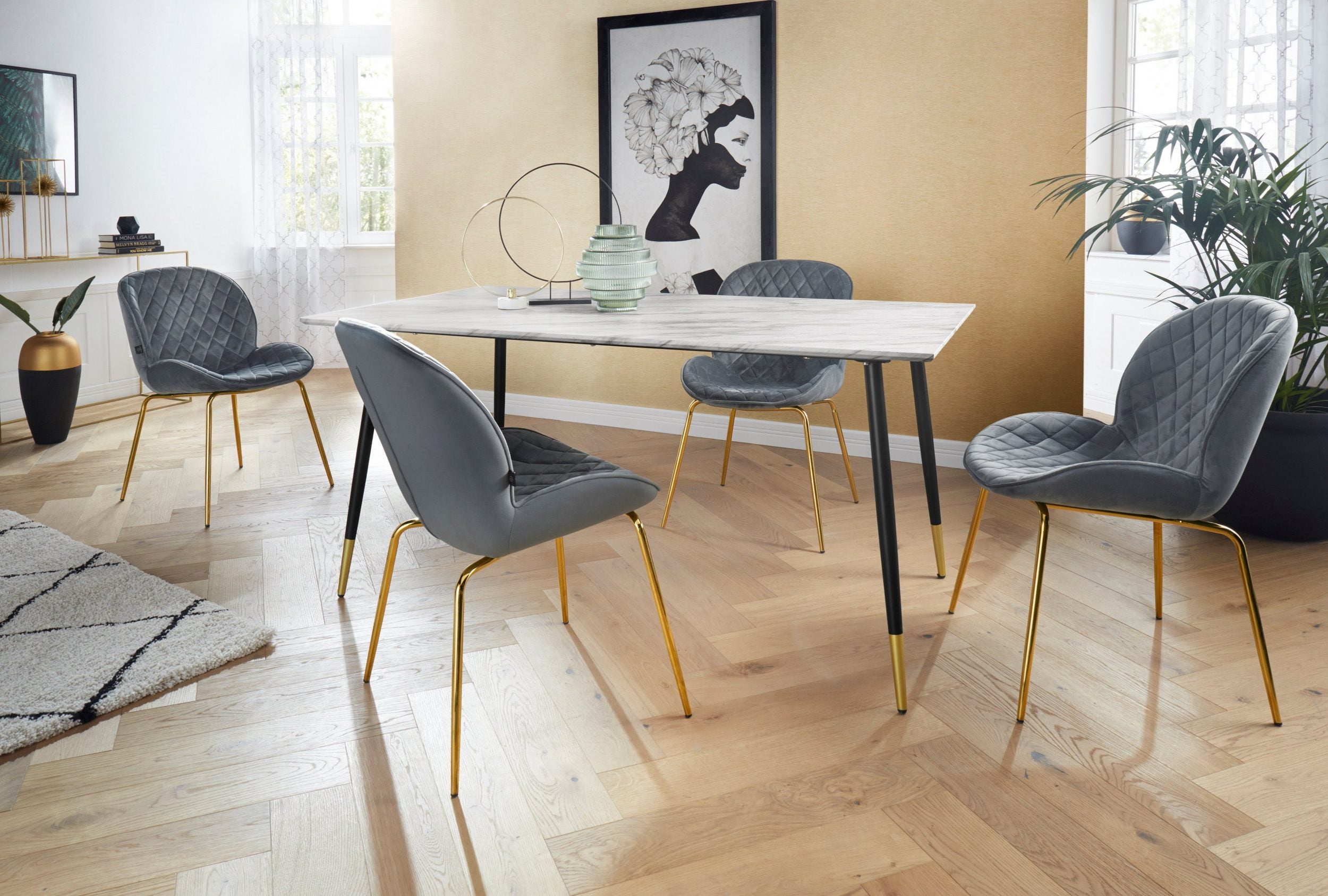 Masa Eadwine, aspect marmura, 160 cm latime Arboteca