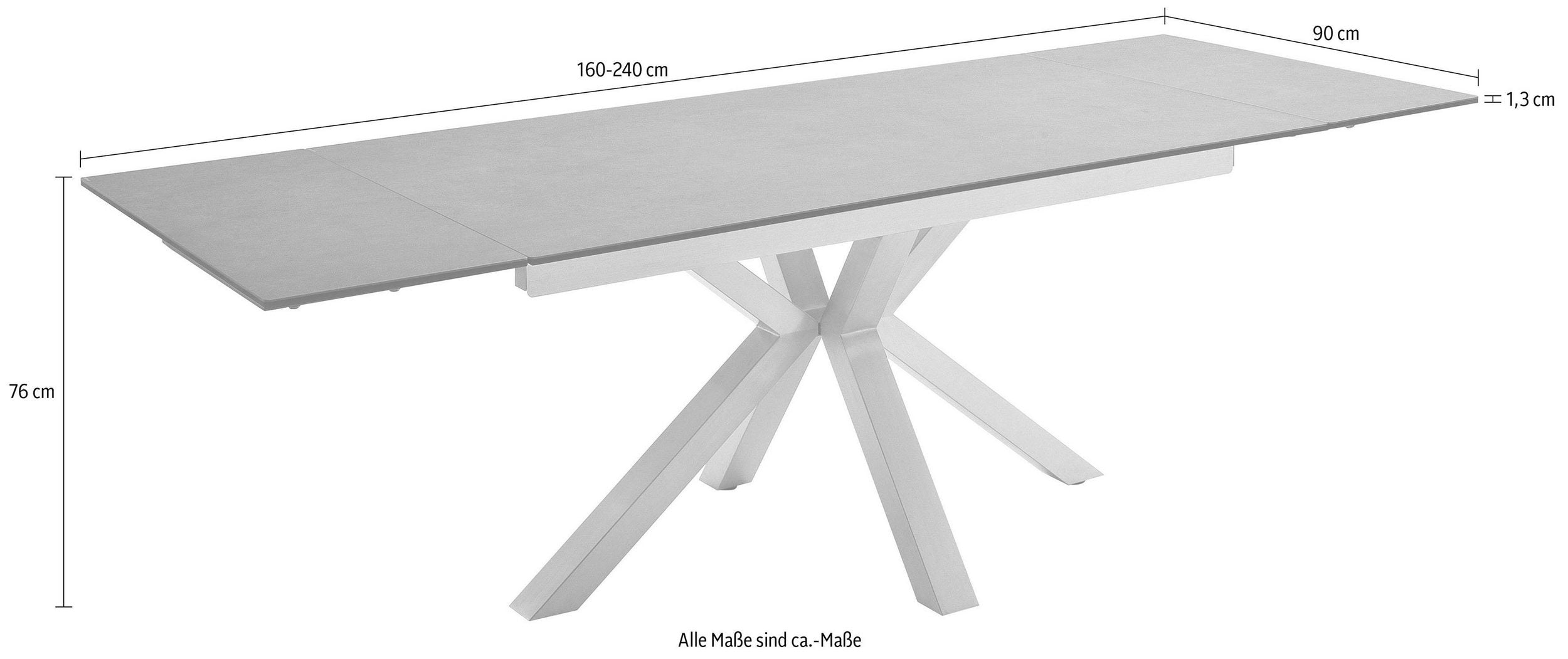 Masă extensibilă Nagano 160–240 cm, blat ceramic antracit Arboteca