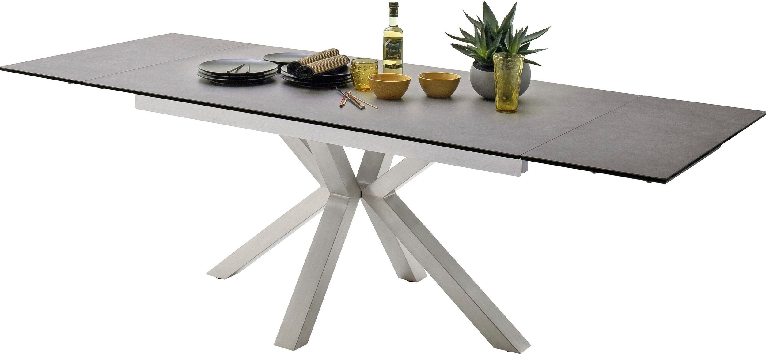 Masă extensibilă Nagano 160–240 cm, blat ceramic antracit Arboteca