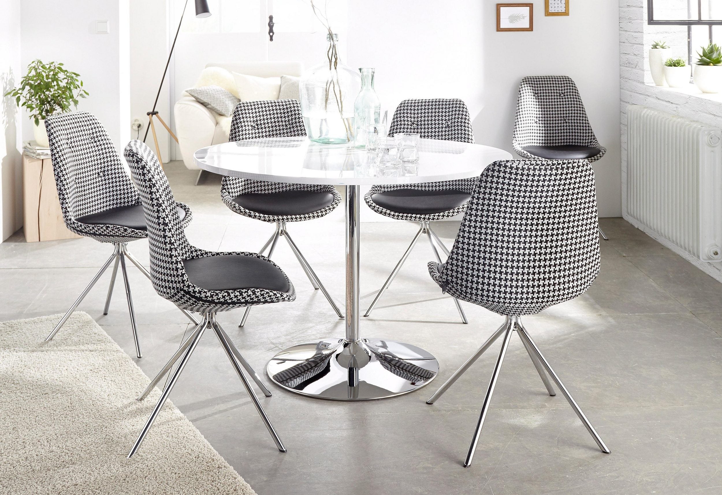 Masa Trumpet, Ø110 cm, blat alb lucios Arboteca