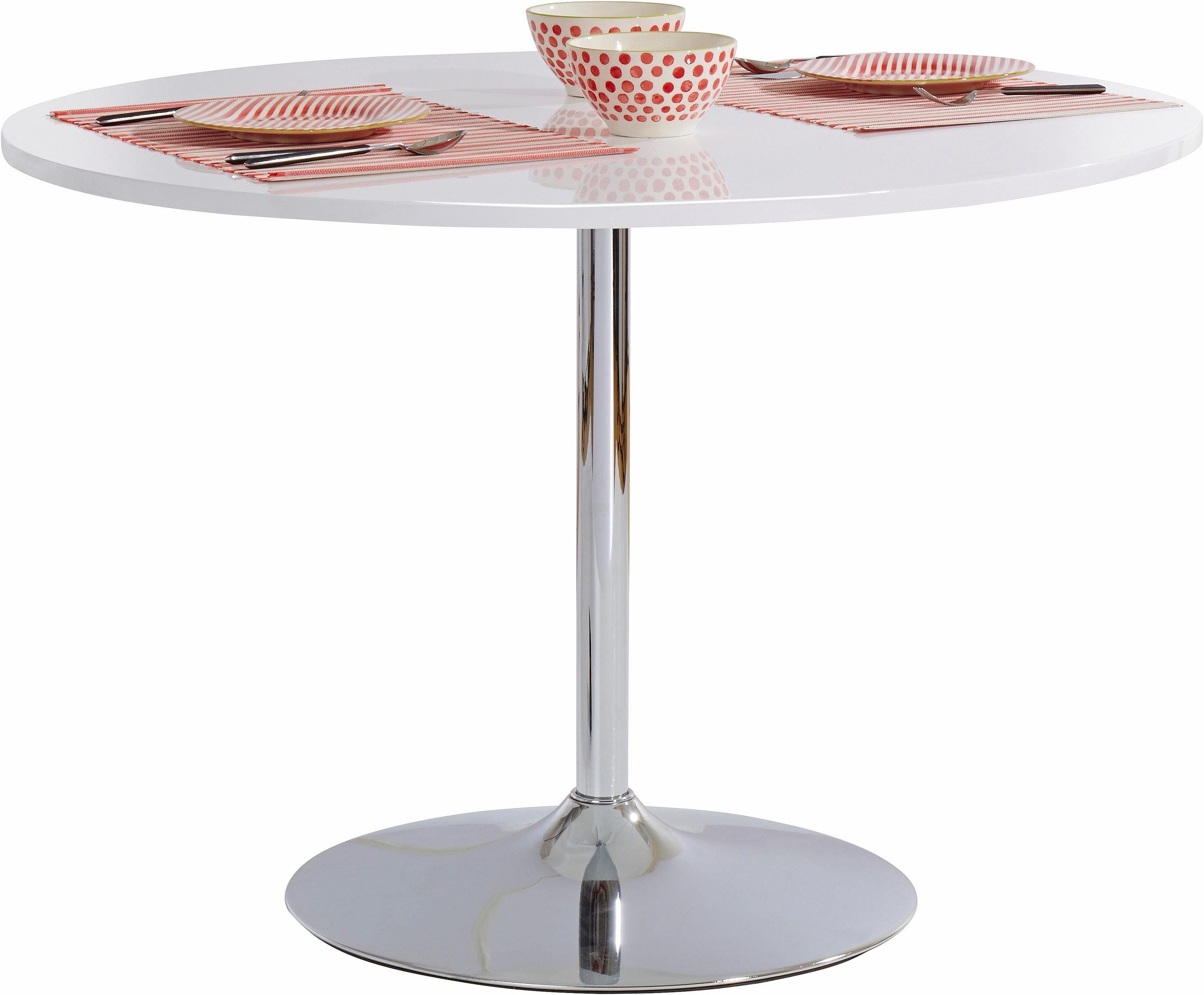 Masa Trumpet, Ø110 cm, blat alb lucios Arboteca