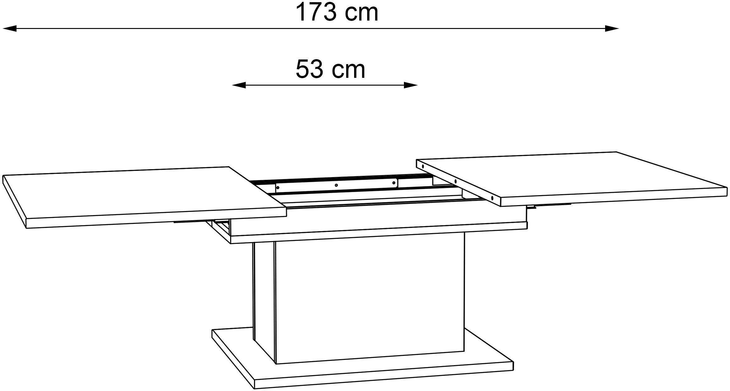 Masuta de cafea Forte, Spatiu de depozitare, alb-lucios-stejar, 120 cm latime Arboteca