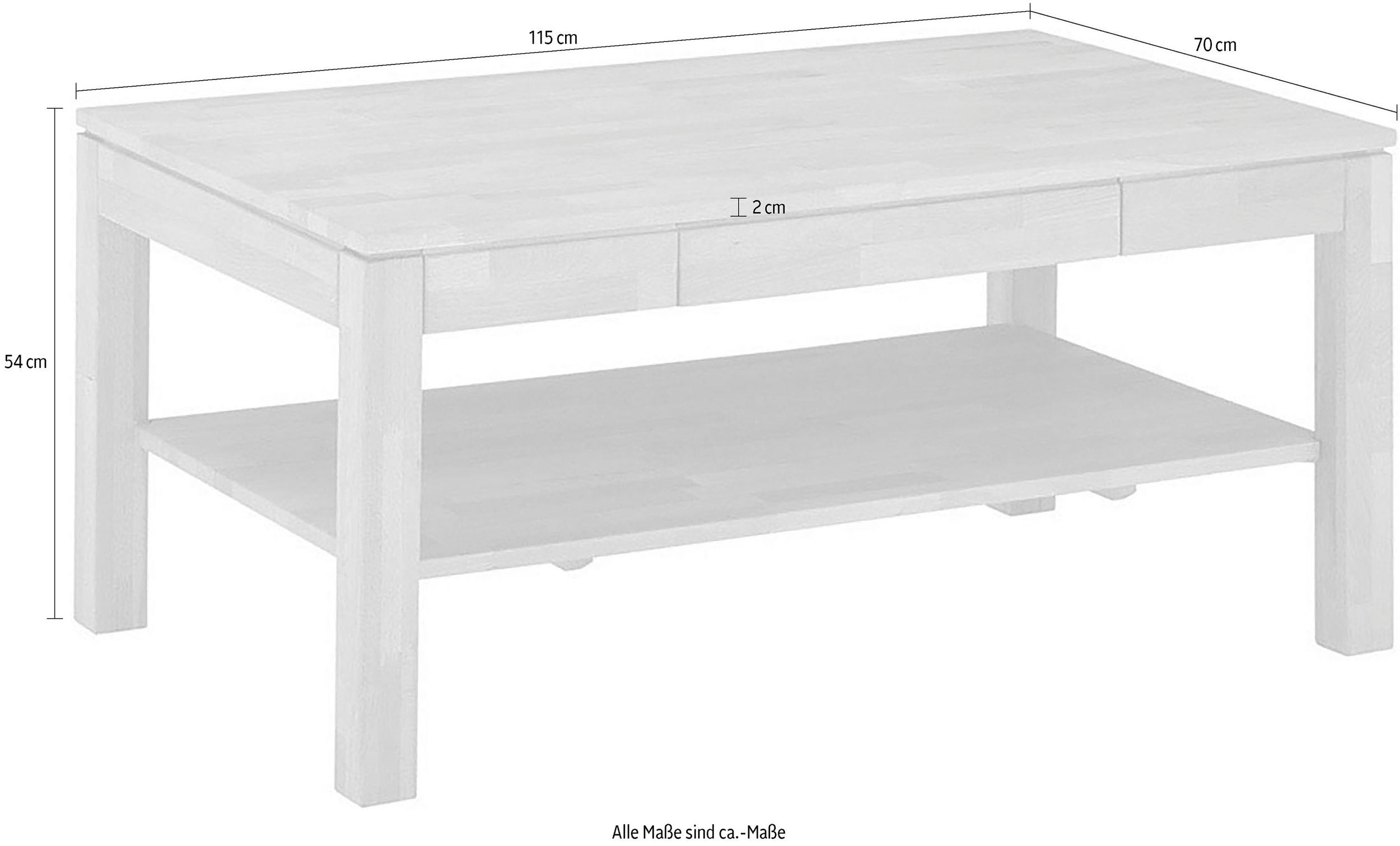 Masuta de cafea Salem, lemn masiv, Sertar, 115 cm latime Arboteca