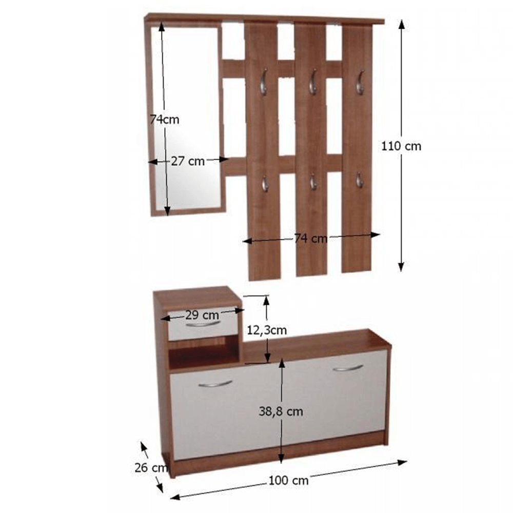 Set vestibul VONITSA, wenge, alb Kondela