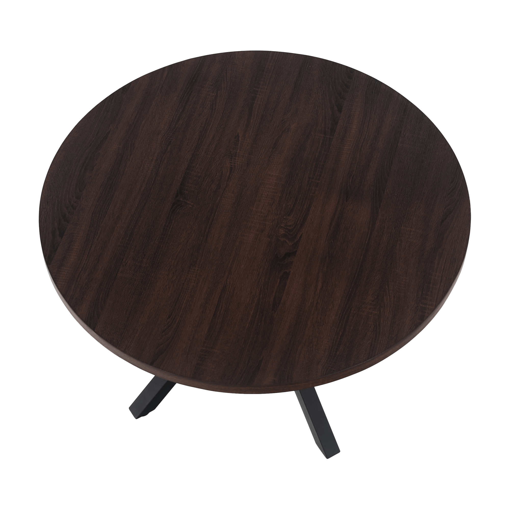 Masă de sufragerie KRAPINA, stejar închis / negru, diametru 120 cm Kondela
