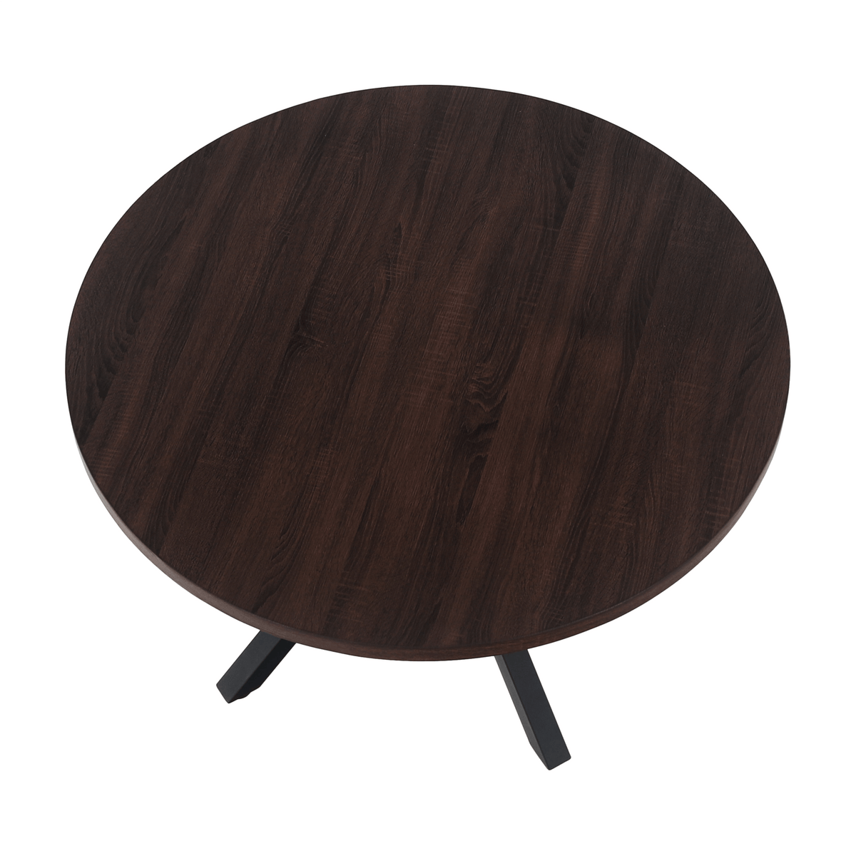 Masă de sufragerie, stejar închis / negru, diametru 120 cm, MEDOR Kondela