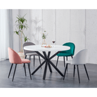 Masă de sufragerie, alb mat/ negru, diametru 120 cm, MEDOR Kondela