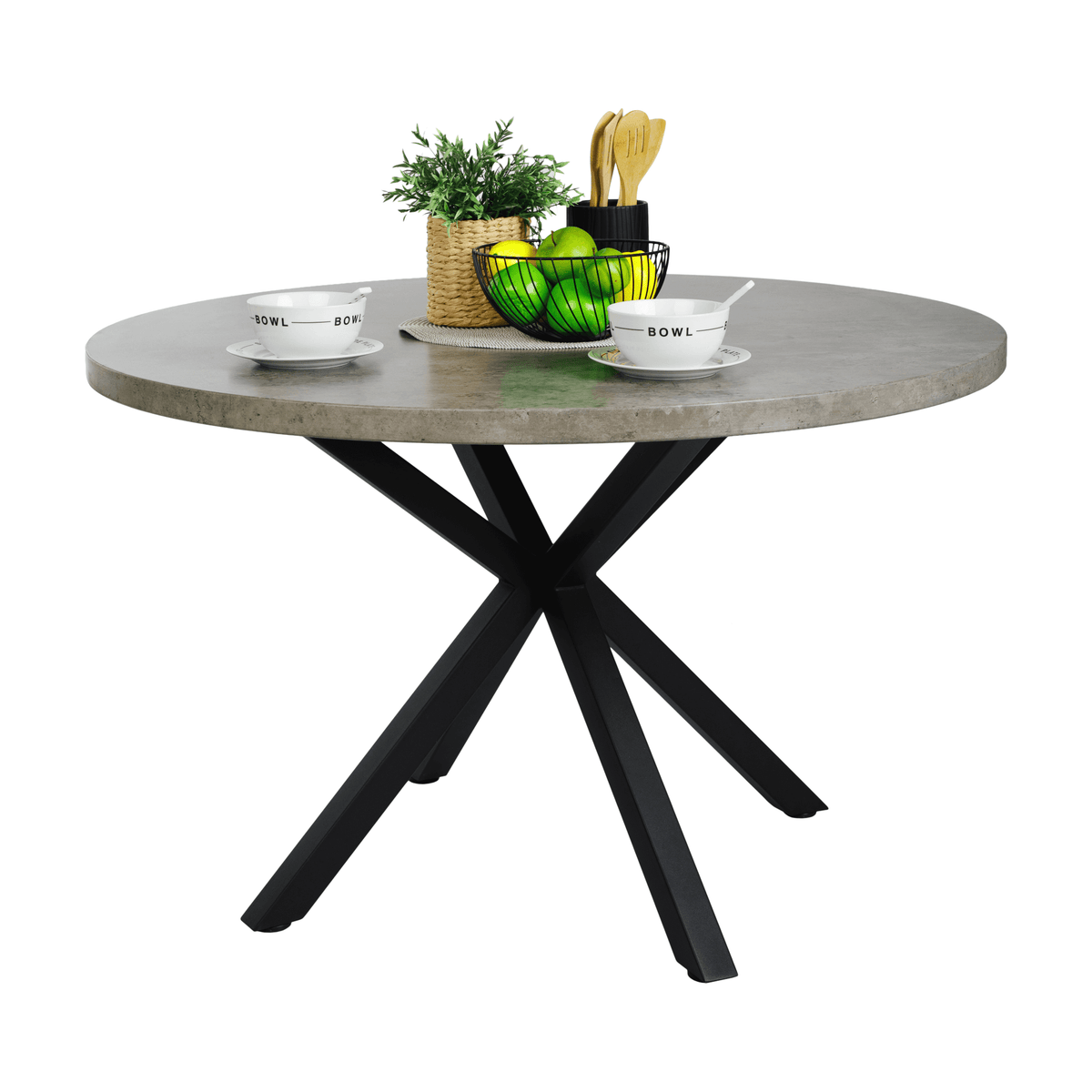Masă de luat masa KRAPINA, gri carbon / negru, diametru 120 cm Kondela