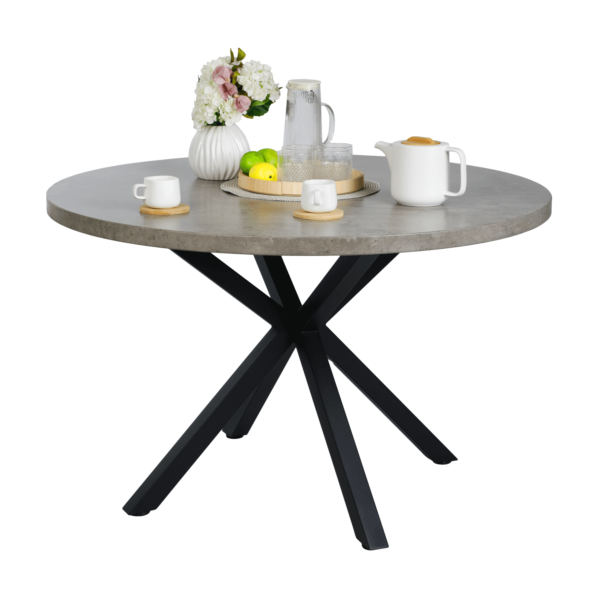 Masă de luat masa KRAPINA, gri carbon / negru, diametru 120 cm Kondela