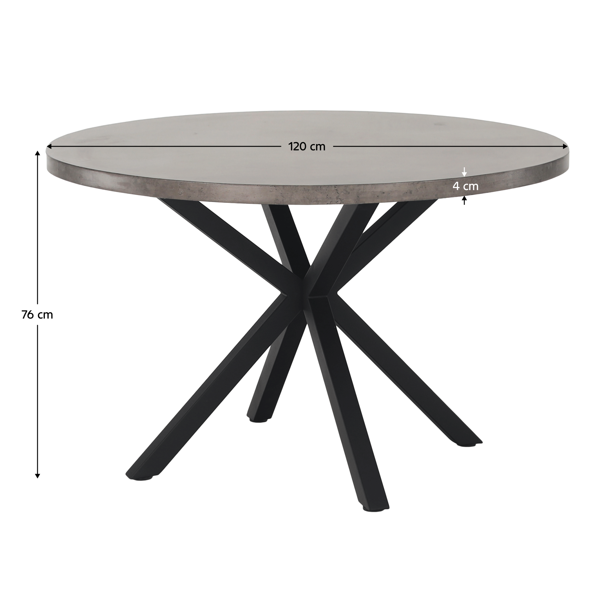Masă de luat masa KRAPINA, gri carbon / negru, diametru 120 cm Kondela