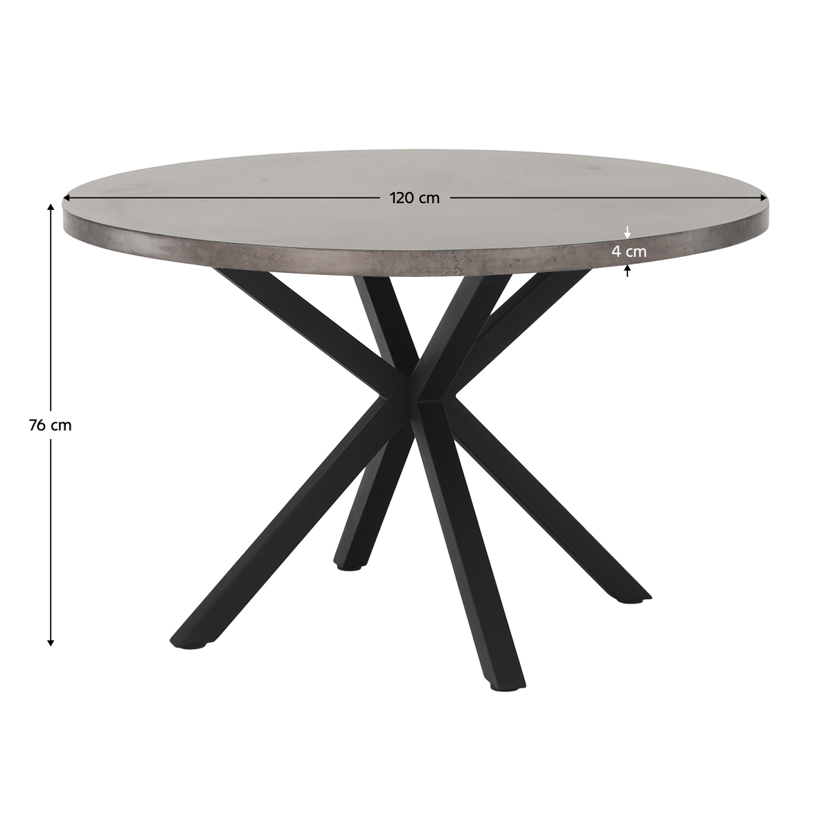 Masă de luat masa KRAPINA, gri carbon / negru, diametru 120 cm Kondela