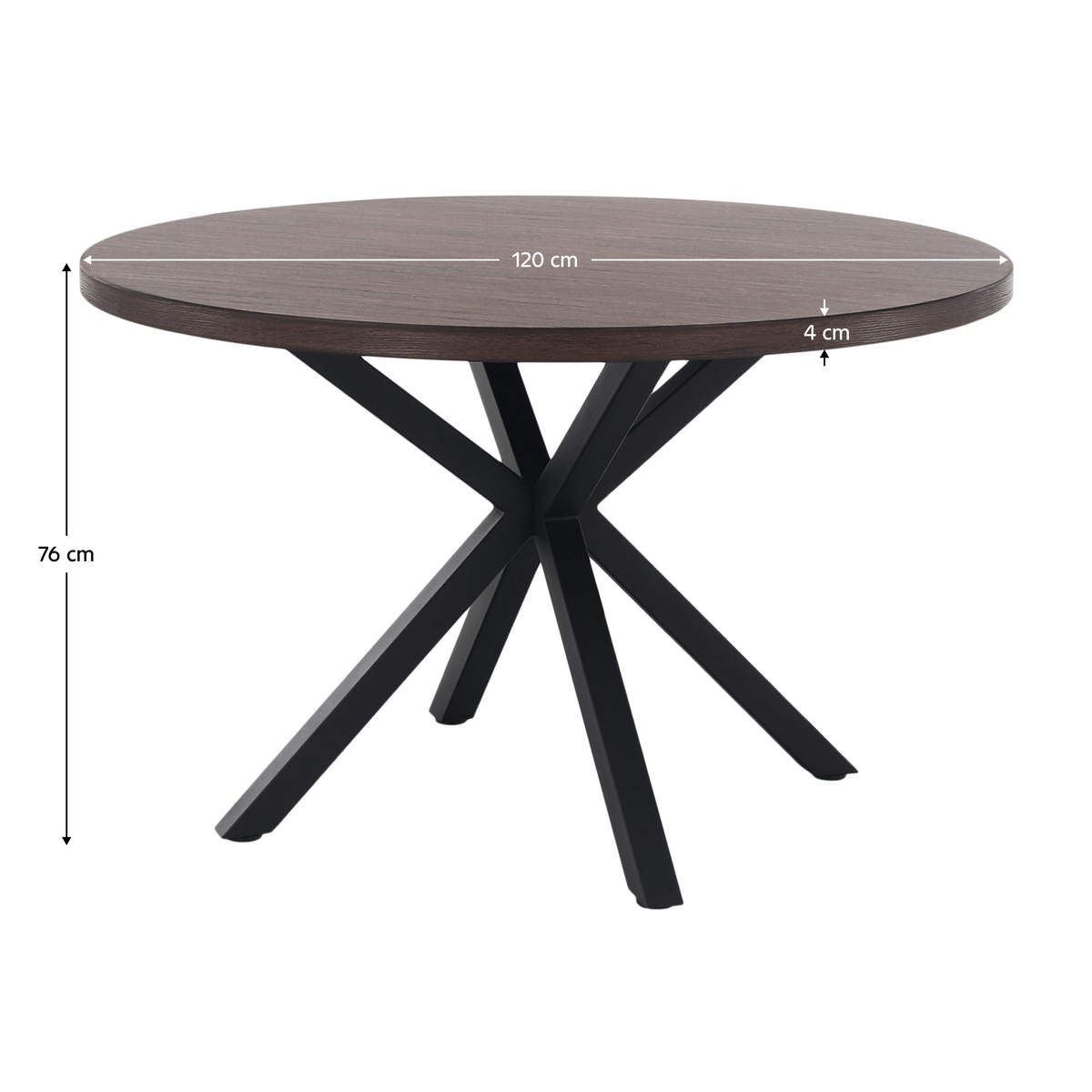 Masă de sufragerie, stejar închis / negru, diametru 120 cm, MEDOR Kondela