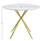 Masă de bucătărie, marmură albă/gold crom aurie, diametru 90 cm, MEKNER Kondela