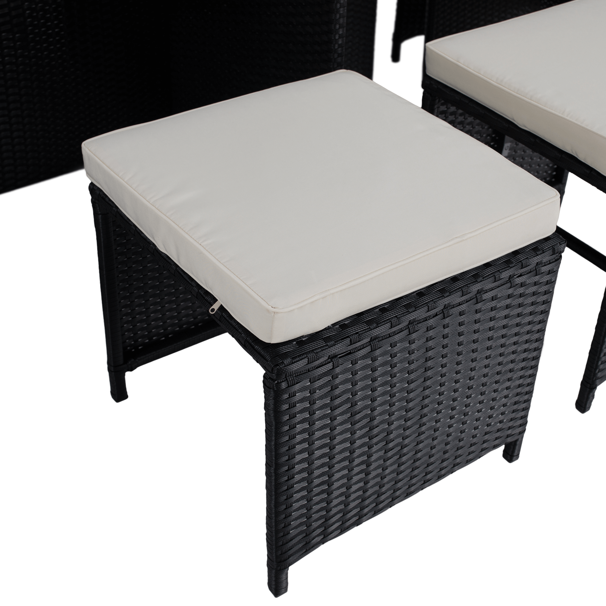 Set Dining Grădină MELFORD 9 Piese | 4 Scaune + 4 Taburete + Masă Salcâm Masiv | Ratan Tehnic Kondela