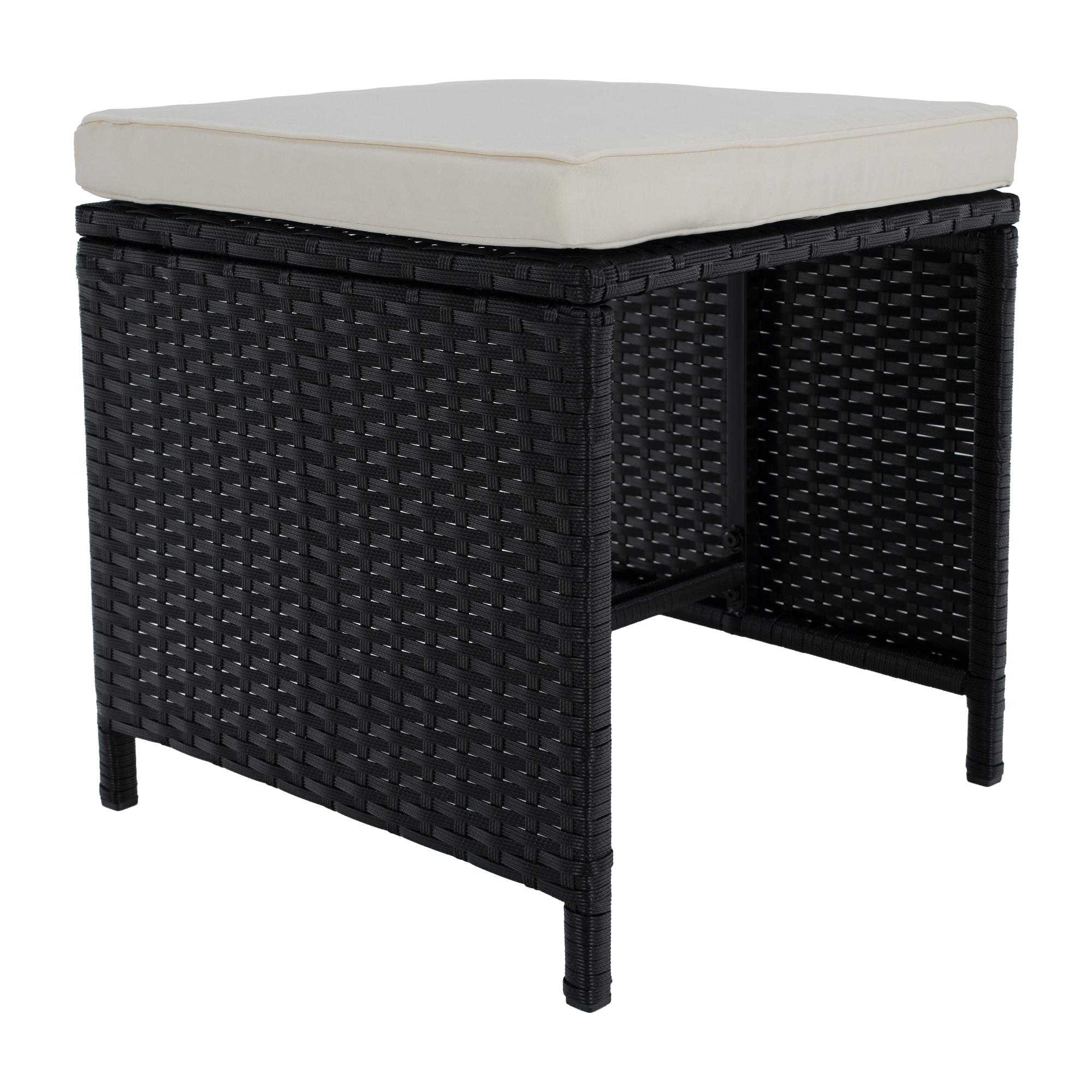 Set Dining Grădină MELFORD 9 Piese | 4 Scaune + 4 Taburete + Masă Salcâm Masiv | Ratan Tehnic Kondela