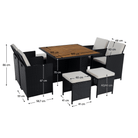 Set Dining Grădină MELFORD 9 Piese | 4 Scaune + 4 Taburete + Masă Salcâm Masiv | Ratan Tehnic Kondela