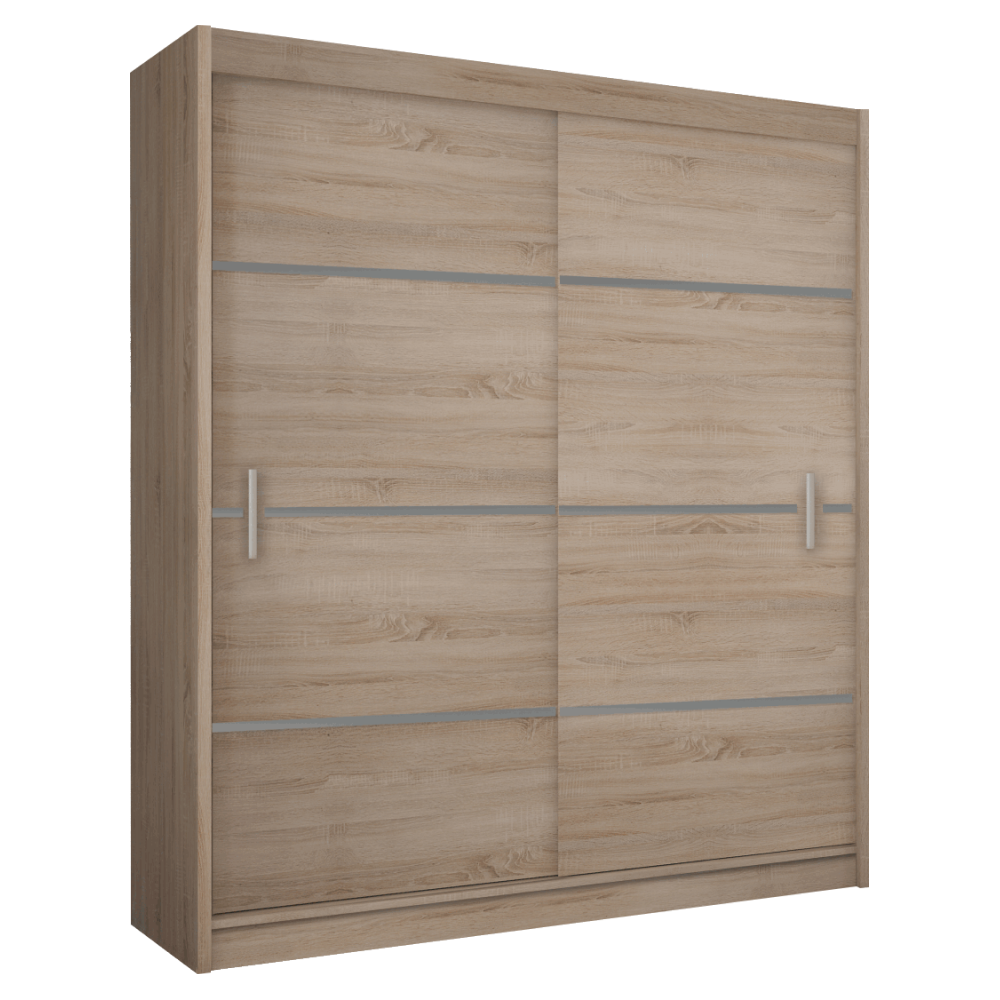 Dulap cu uși glisante MERINA 203, stejar sonoma/gri, 203x215 cm Kondela